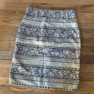 Vivaldi jeanswear vintage floral denim patterned pencil skirt size small